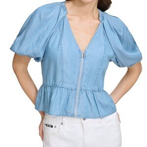 DKNY Light Blue Denim Blouse